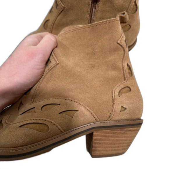 Kelsi Dagger Anthropologie Mocha Cliff Suede Ankle Boots Size 8.5 Western Cowboy - Picture 11 of 13